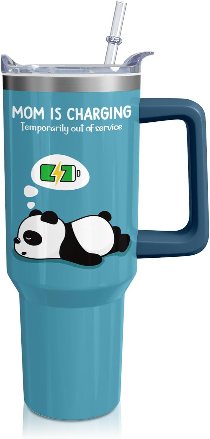 Cartoon Princess Tumbler with Handle & Straw