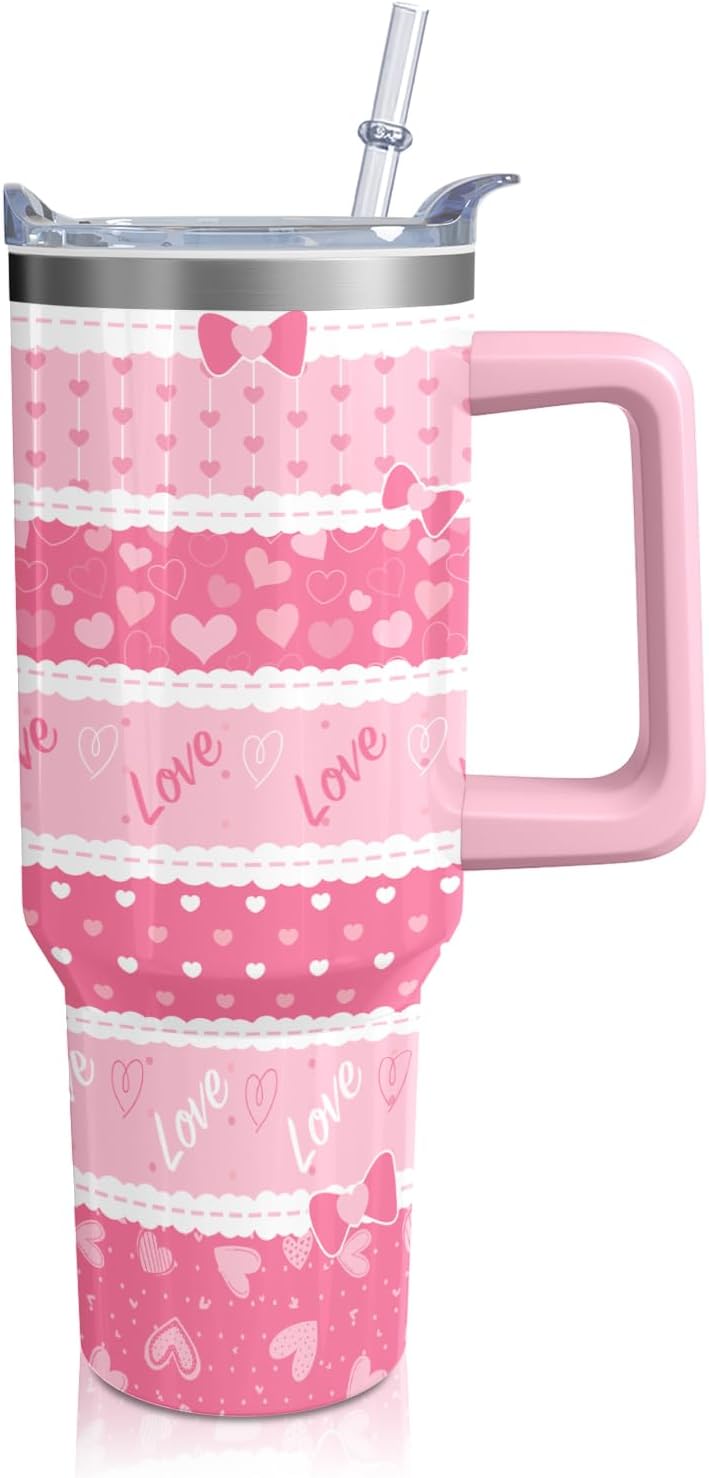 Cartoon Princess Tumbler with Handle & Straw