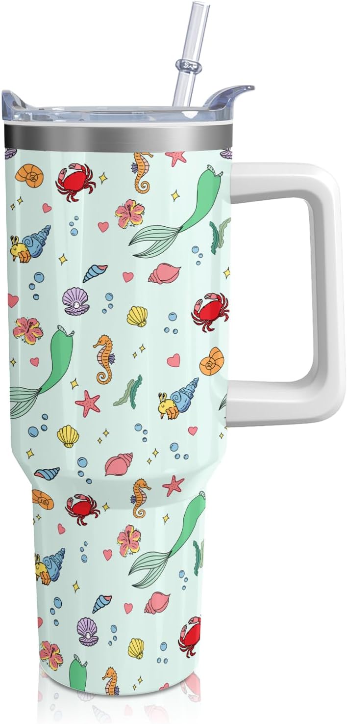 Cartoon Princess Tumbler with Handle & Straw